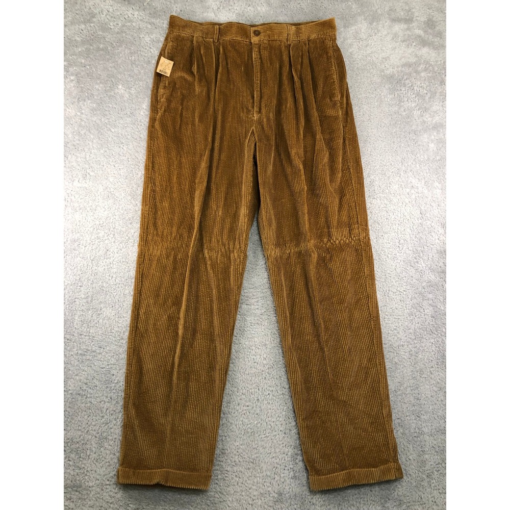 VTG Le Collezioni Structure Corduroy Pants Men 38x34 Brown NWT Pleated Wide Wale